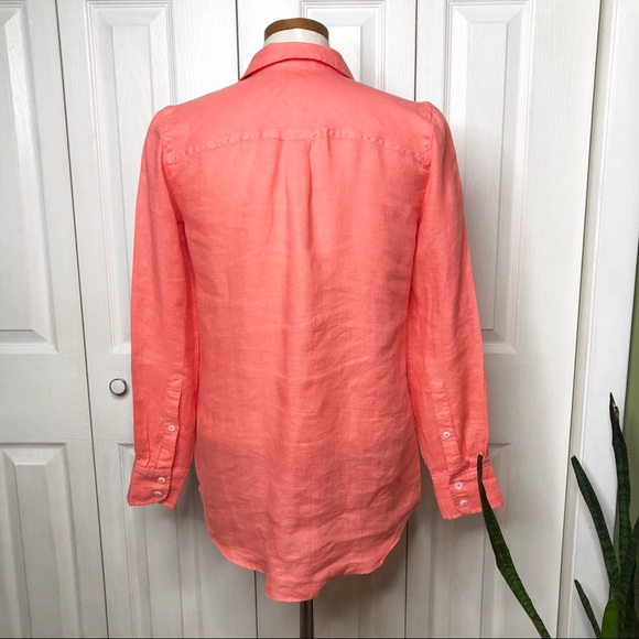 J. Crew Factory oversized linen top, peach/coral - Picture 4 of 6